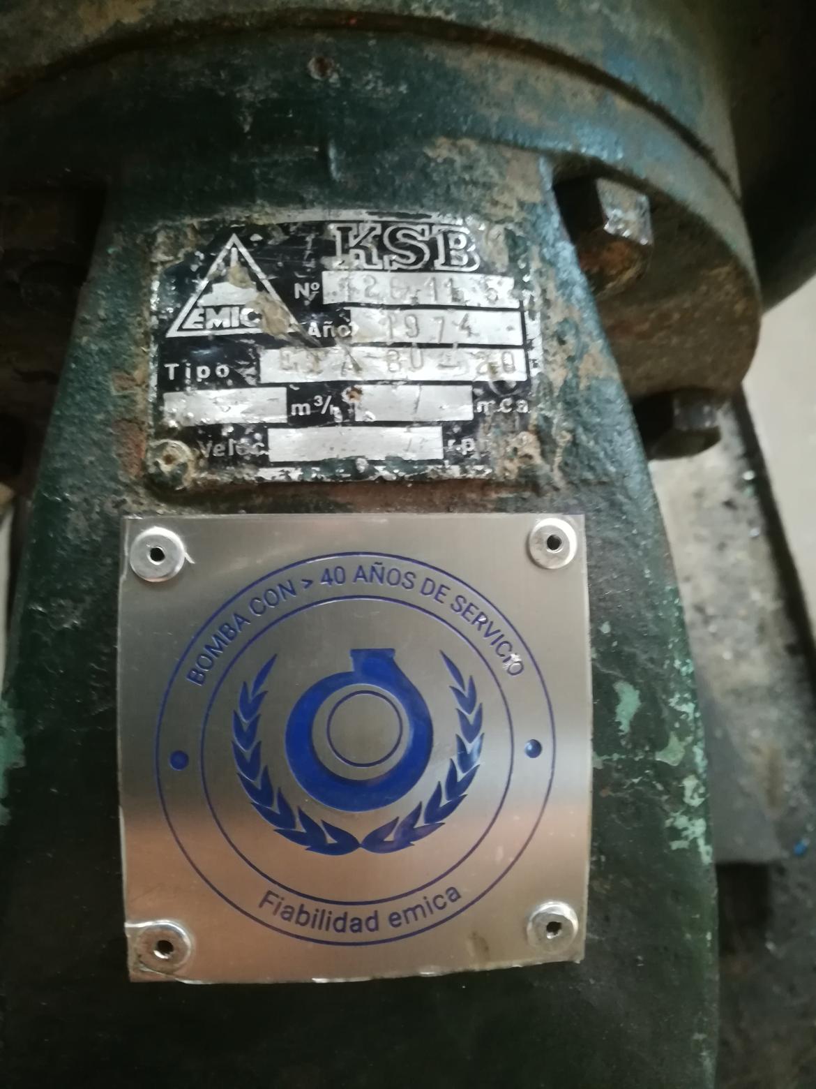 EK 80-20 type pump with 46 years of service EK 80-20 type pump with 46 years of service